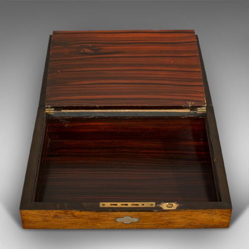 fig 3. Antique Writing Slope, English, Rosewood, Leather, Pen Box, Victorian, C.1880