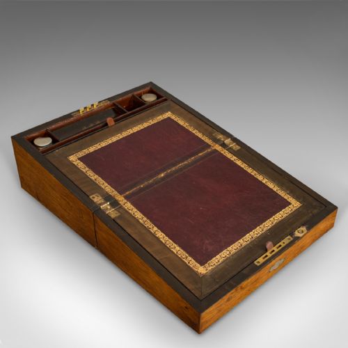 fig 5. Antique Writing Slope, English, Rosewood, Leather, Pen Box, Victorian, C.1880