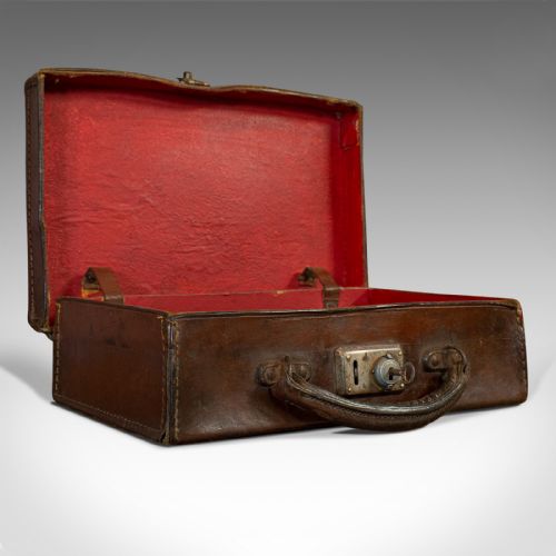 fig 1. Antique Suitcase, English, Leather, Travelling Sample Case, Edwardian, C.1910