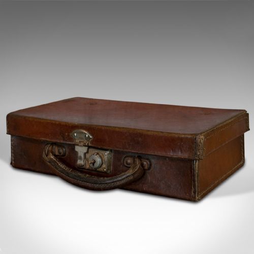 fig 2. Antique Suitcase, English, Leather, Travelling Sample Case, Edwardian, C.1910