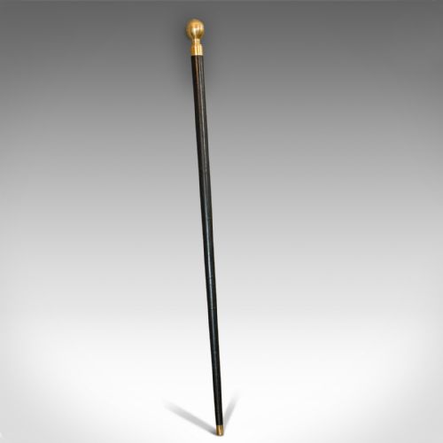 Antique Gadget Cane, English, Mahogany, Brass, Walking Stick, Edwardian, C.1910