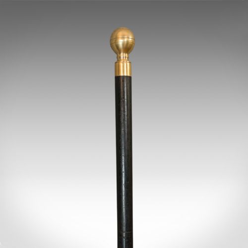 fig 1. Antique Gadget Cane, English, Mahogany, Brass, Walking Stick, Edwardian, C.1910