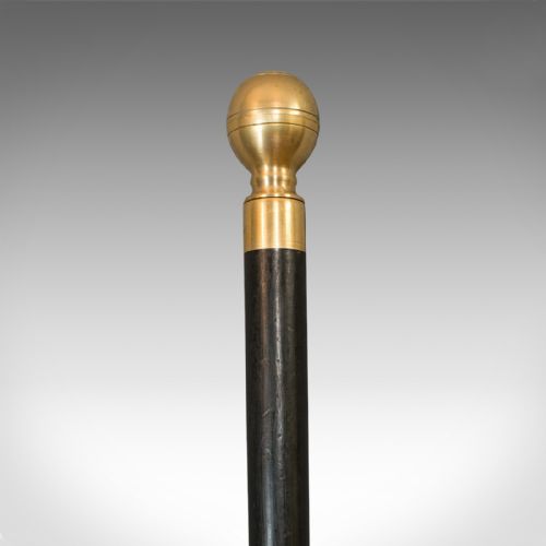 fig 2. Antique Gadget Cane, English, Mahogany, Brass, Walking Stick, Edwardian, C.1910