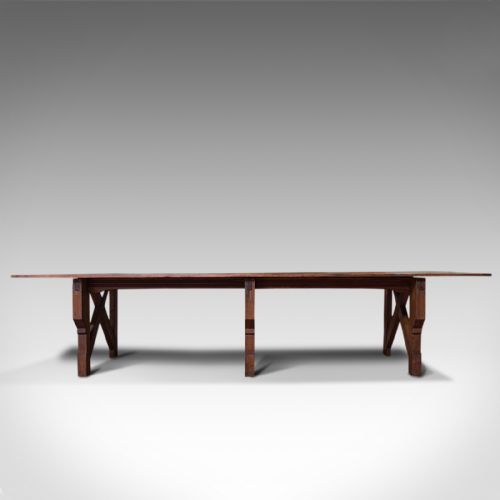 fig 1. Large 12' Antique Kitchen Table, English, Pine, Industrial, Victorian, 1900