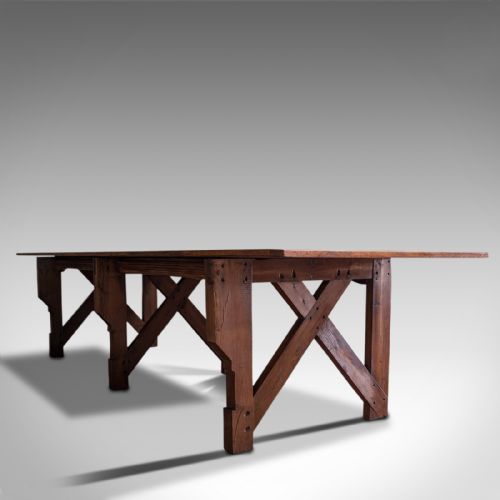 fig 2. Large 12' Antique Kitchen Table, English, Pine, Industrial, Victorian, 1900