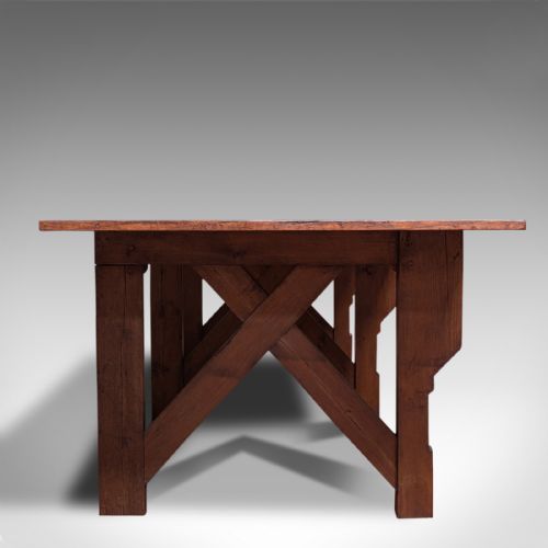 fig 3. Large 12' Antique Kitchen Table, English, Pine, Industrial, Victorian, 1900