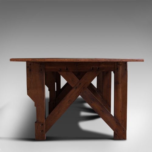 fig 4. Large 12' Antique Kitchen Table, English, Pine, Industrial, Victorian, 1900