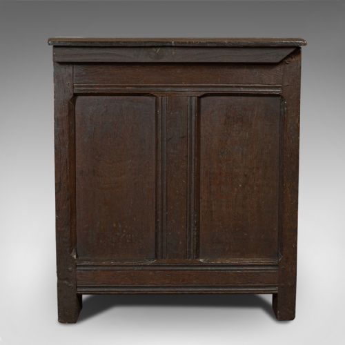fig 1. Antique Coffer, English, Oak, 3 Panel, Linen Chest, Trunk, William III, C.1700