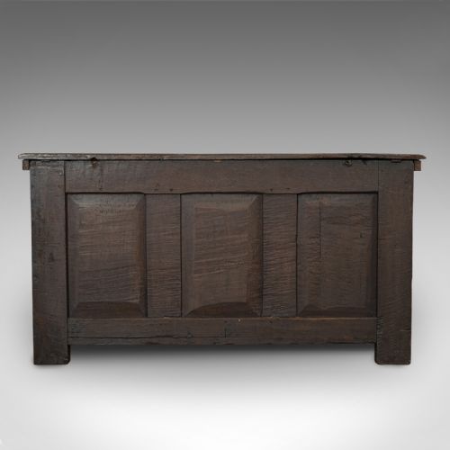 fig 4. Antique Coffer, English, Oak, 3 Panel, Linen Chest, Trunk, William III, C.1700