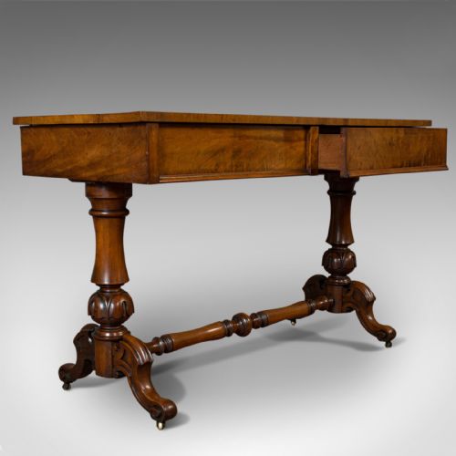 fig 1. Antique Library Table, English, Flame Mahogany, Sofa, Regency Period, Circa 1820