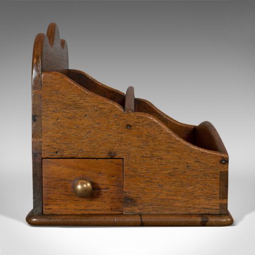 fig 4. Antique Butler's Stationery Tidy, Oak, Storage Box, Arts and Crafts, Victorian