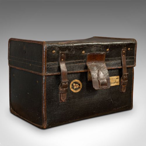 Antique Steamer Trunk, Nautical, Maritime Travel Case, Ancsl, Edwardian, C.1910