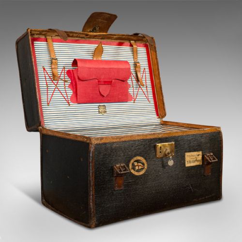 fig 1. Antique Steamer Trunk, Nautical, Maritime Travel Case, ANCSL, Edwardian, C.1910