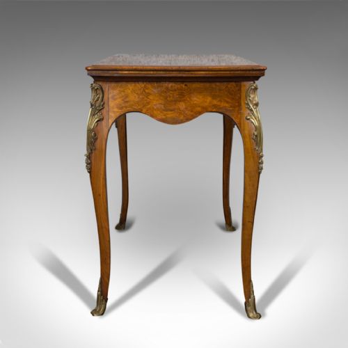 ANTIQUE CARD TABLE FRENCH BURR WALNUT FOLD OVER GAMES VICTORIAN CIRCA 1870 - ADDITIONAL PHOTO 5