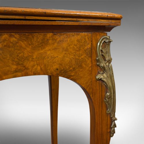 ANTIQUE CARD TABLE FRENCH BURR WALNUT FOLD OVER GAMES VICTORIAN CIRCA 1870 - ADDITIONAL PHOTO 10