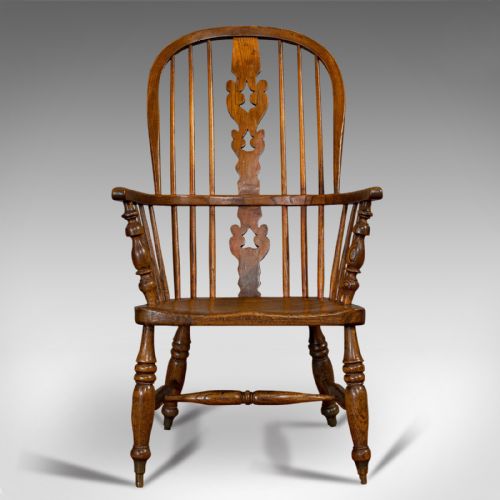 fig 1. Antique Windsor Chair, British, Elm, Ash, Elbow, Armchair, Victorian, Circa 1860
