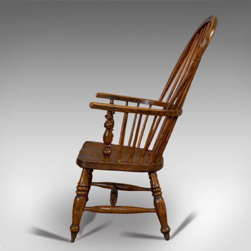 fig 3. Antique Windsor Chair, British, Elm, Ash, Elbow, Armchair, Victorian, Circa 1860