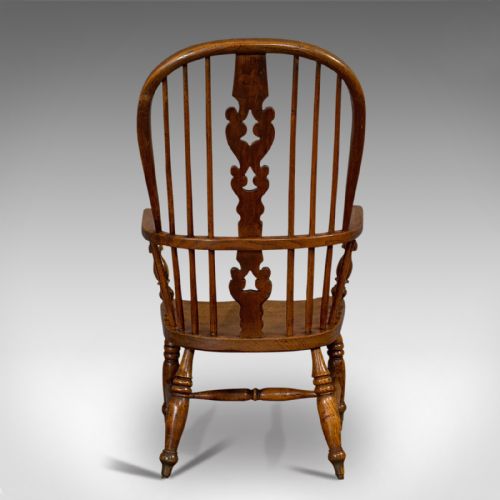 fig 4. Antique Windsor Chair, British, Elm, Ash, Elbow, Armchair, Victorian, Circa 1860