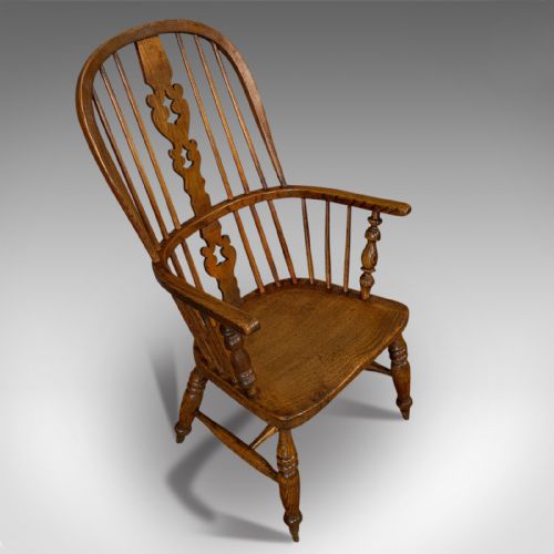 fig 5. Antique Windsor Chair, British, Elm, Ash, Elbow, Armchair, Victorian, Circa 1860