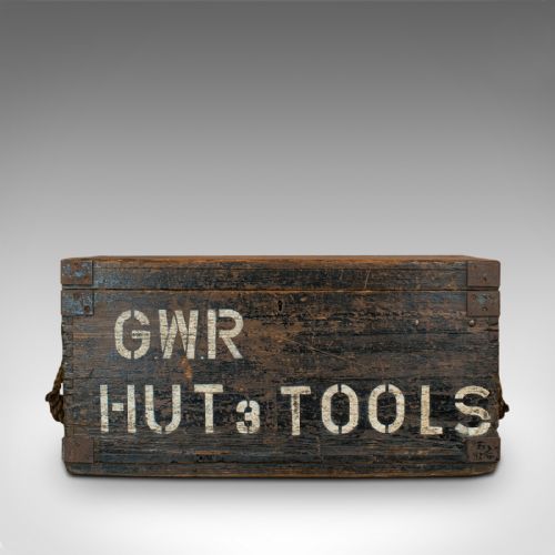 fig 2. Antique Workman's Tool Chest, English, Pine, Railway Worker, Trunk, Victorian