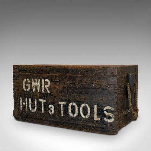 fig 3. Antique Workman's Tool Chest, English, Pine, Railway Worker, Trunk, Victorian
