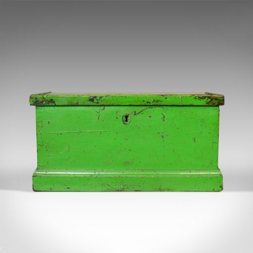 fig 2. Antique Workman's Trunk, English, Pine, Carriage Chest, Victorian, Circa 1900