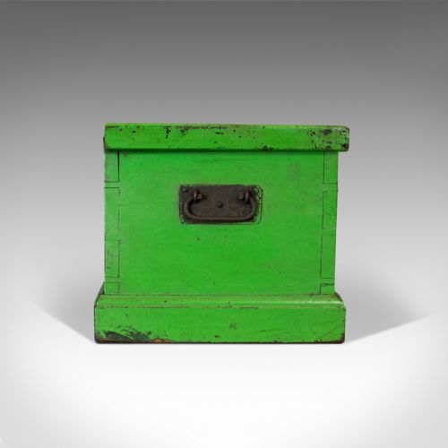 fig 3. Antique Workman's Trunk, English, Pine, Carriage Chest, Victorian, Circa 1900