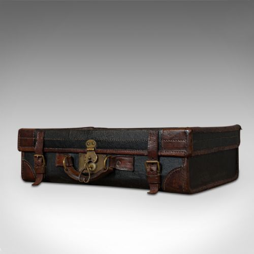 fig 3. Antique Suitcase, English, Leather, Salesman, Banker, Travel Case, Edwardian