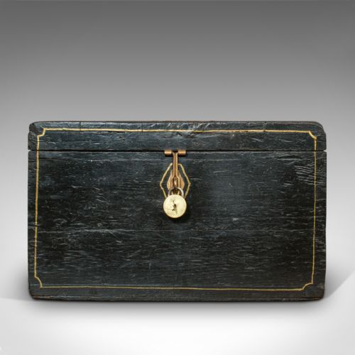 fig 2. Antique Ebonised Carriage Chest, English, Pine, Tool Trunk, Victorian, C.1850