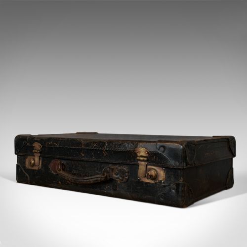 fig 2. Antique Suitcase, English, Leather, Travel, Salesman, Officer, Case, Edwardian