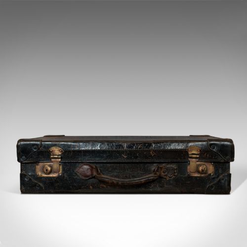 fig 3. Antique Suitcase, English, Leather, Travel, Salesman, Officer, Case, Edwardian