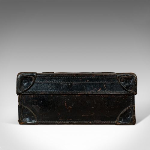 fig 4. Antique Suitcase, English, Leather, Travel, Salesman, Officer, Case, Edwardian