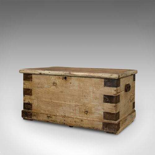 fig 4. Antique Mail Chest, English, Pine, Carriage, Merchant, Victorian, Circa 1880