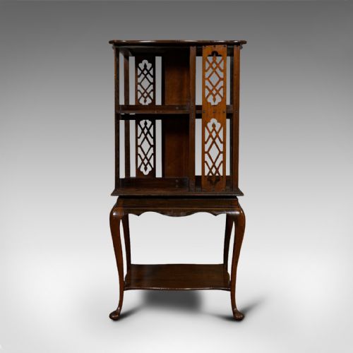 fig 4. Antique Revolving Library Bookcase, English, Walnut, Edwardian, C.1910
