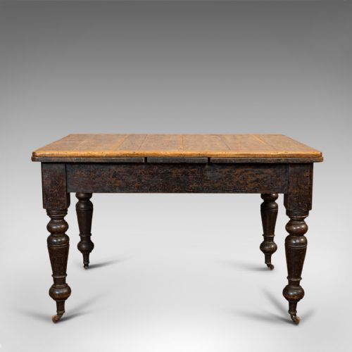 Antique Kitchen Table, English, Extending, Scrub Top, Dining, Victorian, C.1870