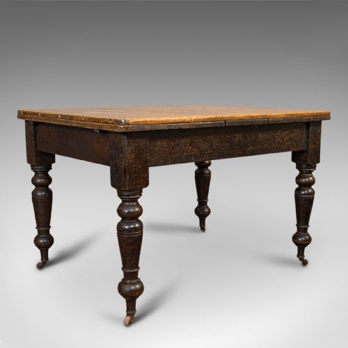 fig 1. Antique Kitchen Table, English, Extending, Scrub Top, Dining, Victorian, C.1870
