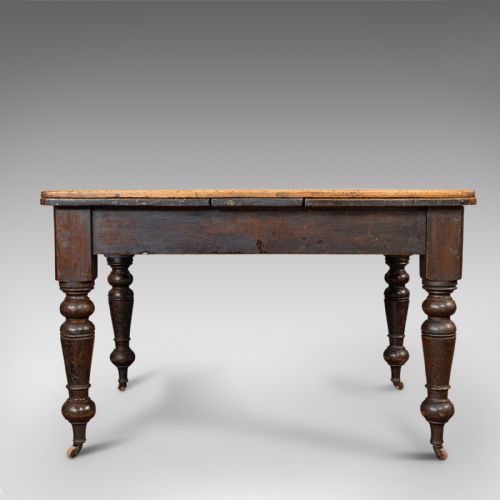fig 4. Antique Kitchen Table, English, Extending, Scrub Top, Dining, Victorian, C.1870