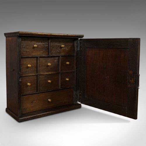 fig 1. Antique Tea Cabinet, English, Oak, Spice, Apothecary Case, Georgian, Circa 1800