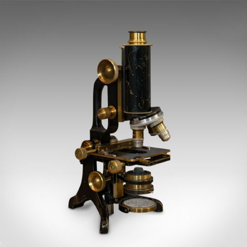 fig 1. Antique Microscope, English, Brass, Scientific Instrument, Charles Baker, London
