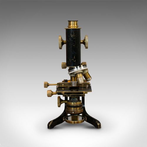 fig 2. Antique Microscope, English, Brass, Scientific Instrument, Charles Baker, London