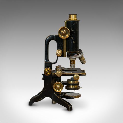 fig 3. Antique Microscope, English, Brass, Scientific Instrument, Charles Baker, London