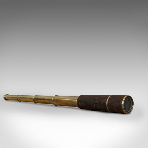 fig 1. Antique Hughes Telescope, English, 5 Draw, Terrestrial, Astronomical, Regency