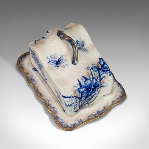 Antique Cheese Keeper, Decorative, Dish, John Maddock, Orchid, Victorian, C.1900