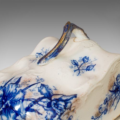 fig 2. Antique Cheese Keeper, Decorative, Dish, John Maddock, Orchid, Victorian, C.1900