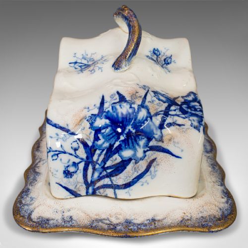 fig 3. Antique Cheese Keeper, Decorative, Dish, John Maddock, Orchid, Victorian, C.1900