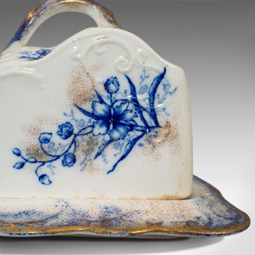 fig 4. Antique Cheese Keeper, Decorative, Dish, John Maddock, Orchid, Victorian, C.1900