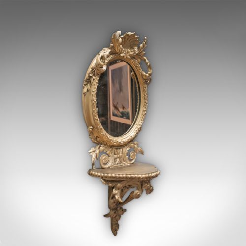 Antique Wall Mirror. French, Gilt Gesso, Oval, Ornate, Victorian, Circa 1850