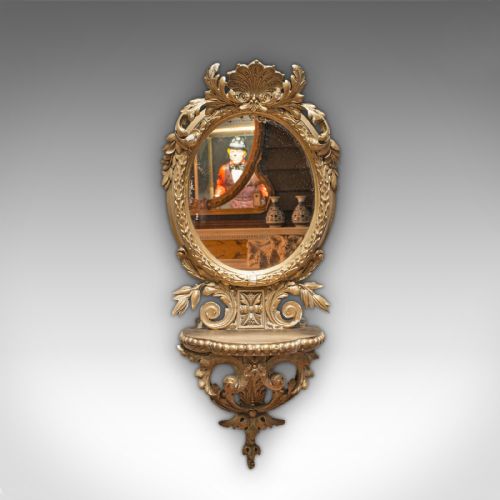 fig 1. Antique Wall Mirror. French, Gilt Gesso, Oval, Ornate, Victorian, Circa 1850