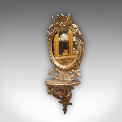 fig 2. Antique Wall Mirror. French, Gilt Gesso, Oval, Ornate, Victorian, Circa 1850