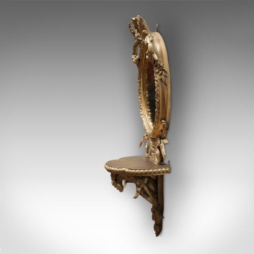 fig 3. Antique Wall Mirror. French, Gilt Gesso, Oval, Ornate, Victorian, Circa 1850